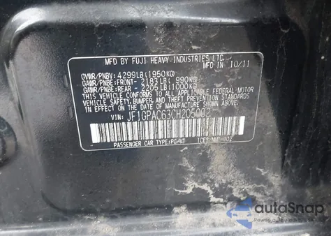 2012 Subaru Impreza 2.0I Premium из США, поврежденный, VIN JF1GPAC63CH205002